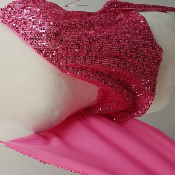 Lily Star Sparkly Pink Sequin Side Tie Wrap Top Party Festive Coquette Barbie - Picture 5 of 11